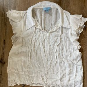 4/$15 Flutter Sleeve White Blouse